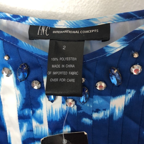 INC Rhinestone Embellished Satin IKAT Spaghetti Strap Maxi Sundress Dress 2 NWT - Picture 8 of 10